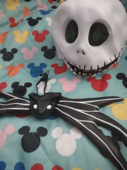 Disney's nightmare before Christmas Jack Skellington mask/bowtie