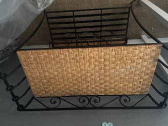 Decorative Wrought Iron Wine Rack / Bar Console w/ Wicker Top – $100 OBO