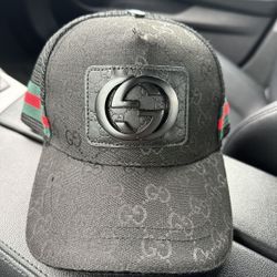 Black GG Print Gucci Snapback Hat
