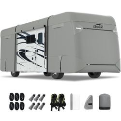Class A RV Cover 7 Layers Top 31”to 34”Travel Trailer Watertight Motorhome Winter Cover Anti-UV Heavy Duty Rip Resistant with Toy Hauler Cover Prote