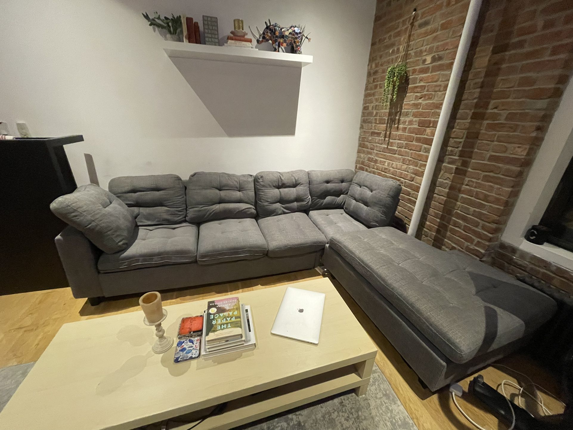 Blue Gray Four Seat Couch