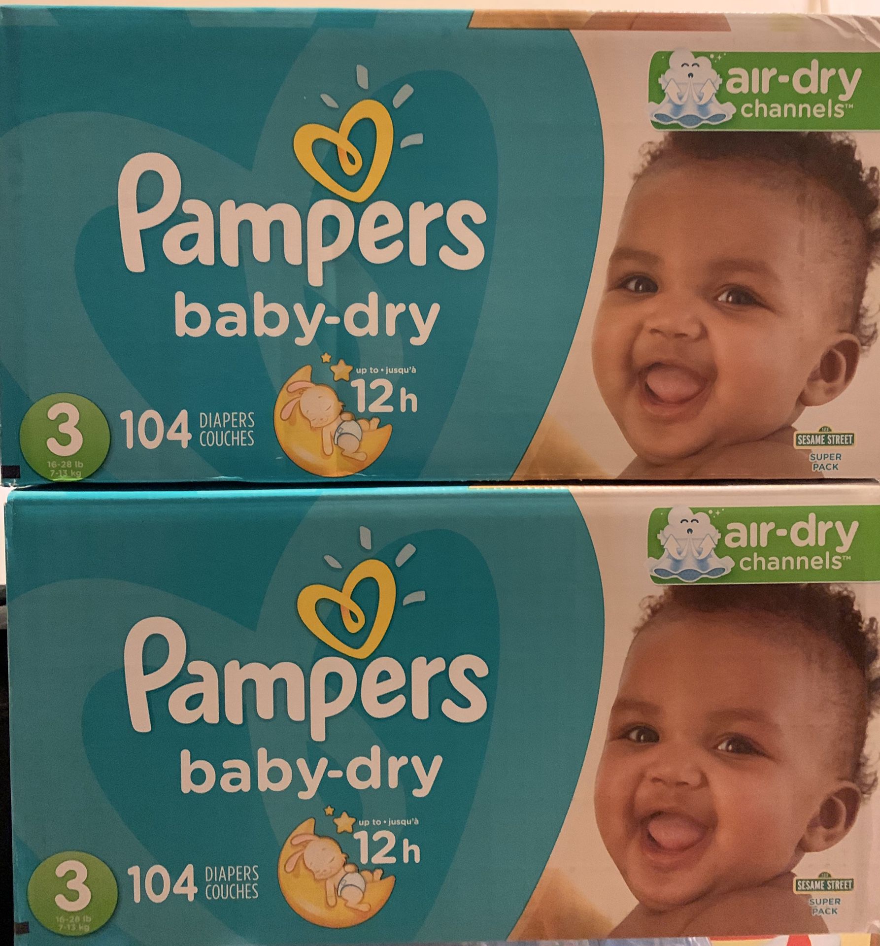 Pampers diapers (104 diapers) $25 each or both for $45