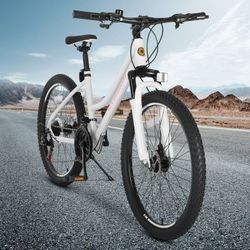 SHINPT 24" Mountain Bike for Teenagers and Adult, Mountain Bicycles with Dual Disc Brakes, Shimano 21 Speeds Bicycles for Men, Adult Bicycle with Comf