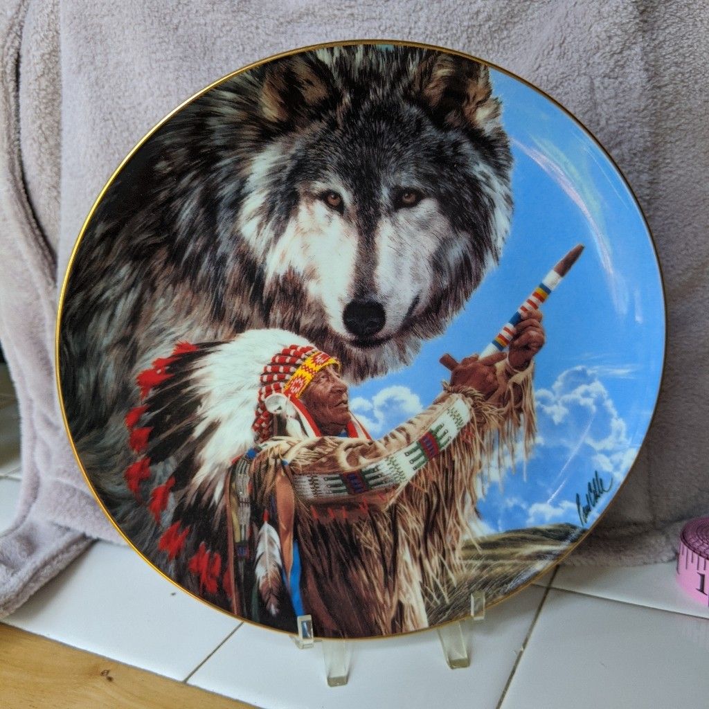 Franklin Mint "Summoning of the Wolf Spirit" Collectible Plate