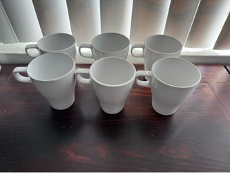 IKEA "Fargrik" Set of 6 White Ceramic Stackable 8 oz. Coffee Cup, 21963-1