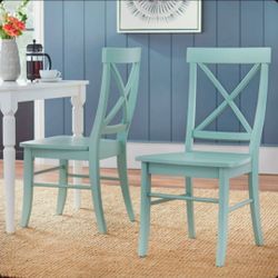 $49!! Brand New Mint Green Solid Wood Dining Chairs – Set of 2 – Fully Assembled