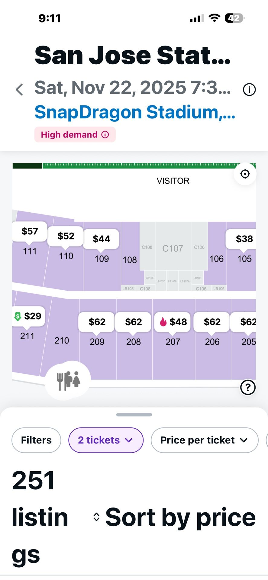 SDSU vs. SAN JOSE STATE 6 Tickets Available 