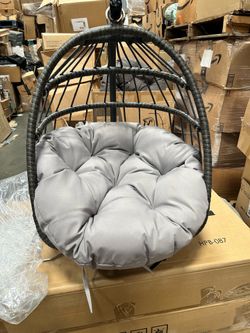 Cat Bed Pet Egg Chair Hanging Swing Bed Hand Made Rattan Hammock with Removable Soft Cushion Easy Cleaning Suitable Small Dog & Cats and Indoors & Out