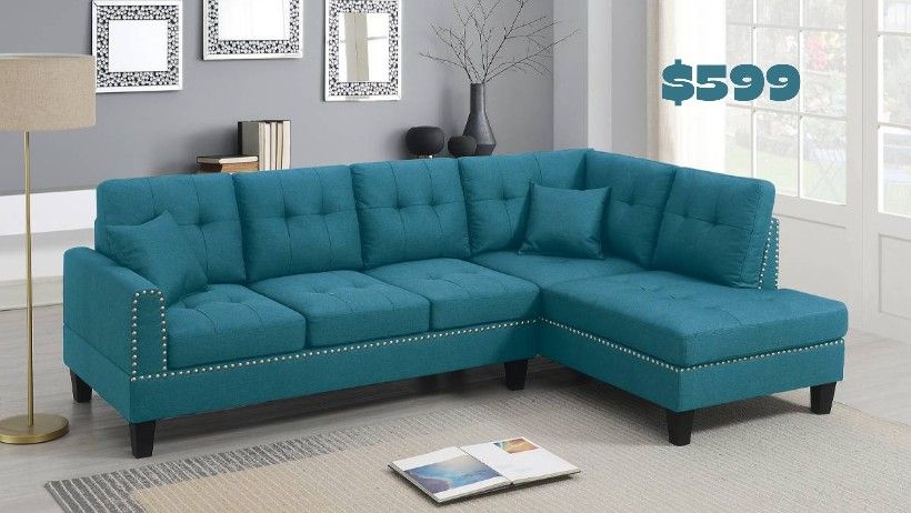 New! 2PC Fabric Upholstered Sectional Sofa and Chaise