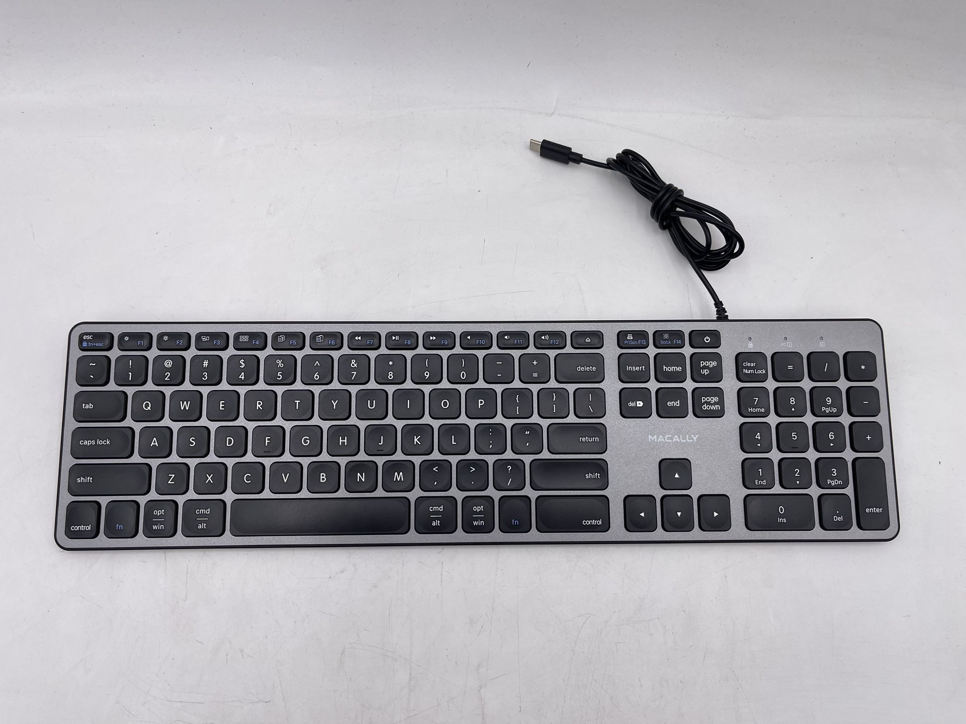 Macally UCZKEYHUBACSG, USB C Keyboard | USB Hub for Mac, Connect Up to 3 Devices