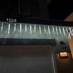 Holiday Christmas Icicles light up white twinkling light up over 50 feet