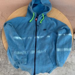 Nike Zip-up Hoodie Blue/Neon Yellow Size Large