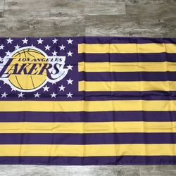 Lakers USA flag 3 x 5 be with us for flagpole