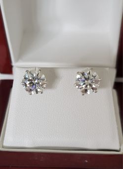 New 4ct Certified Moissanite Diamonds Stud Earrings 