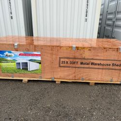 BRAND NEW METAL WAREHOUSE SHED 33FT X 25FT IDEAL FOR BUSSINES WAREHOUSE, FARM,ANY LAND COLOR CREAM,IF SOMEONE INTERESTED PLEASE TEXT ME ANY TIME SE HA