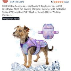 Dog Cooling Vest Size: L Purple 💜