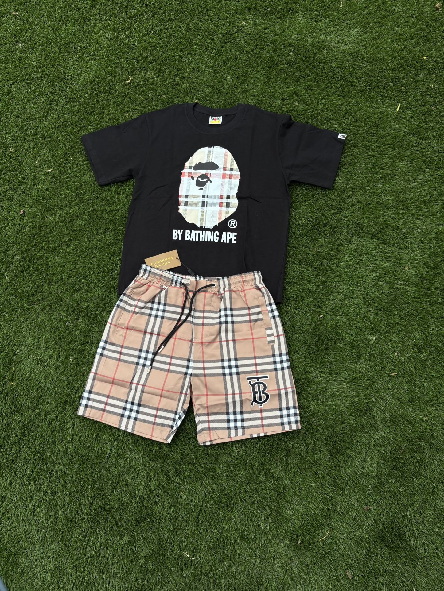 Bape Shirt And Burberry Shorts