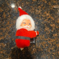 Vintage Flocked Santa – Made in Korea