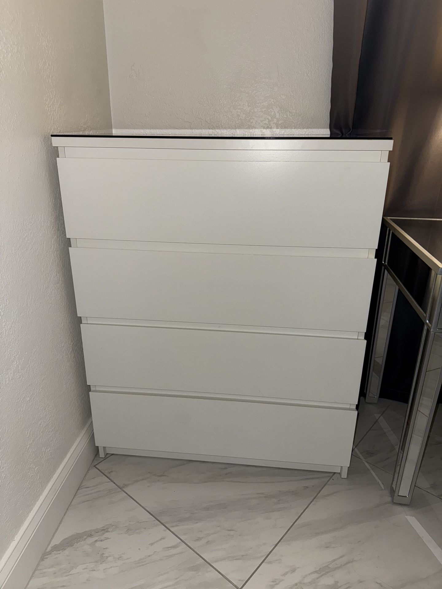 Tall White Dresser - 4 Drawers