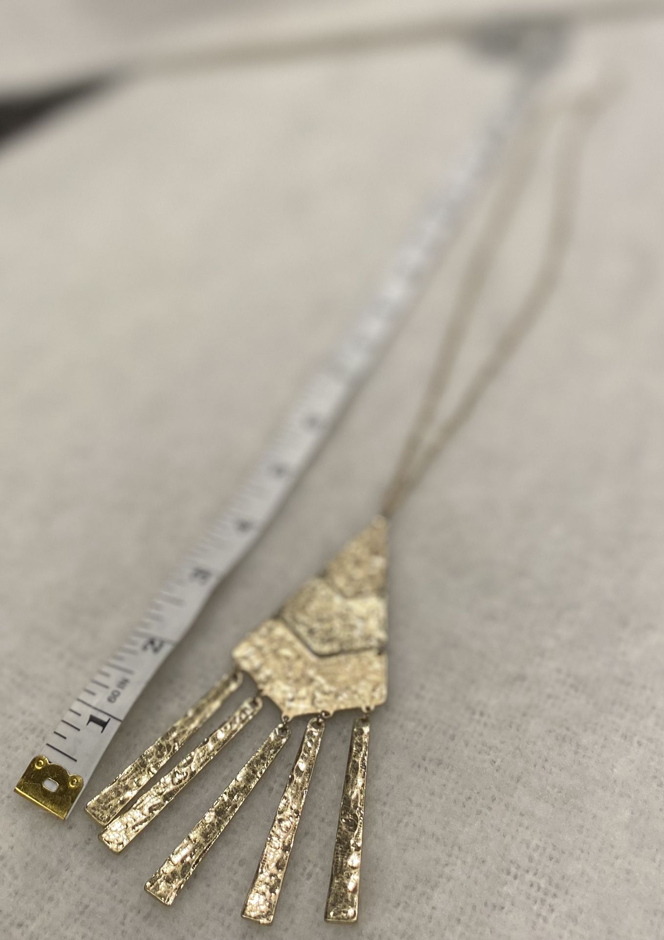 Long Gold Fringe Dangle Necklace