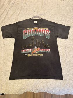 Vintage 1996 Seattle Sonics NBA Western Conference Champions black tee Fruit of the loom Made in USA 
