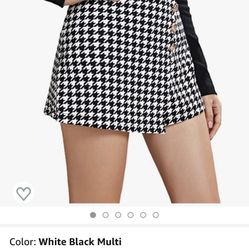 Floerns Women's Tweed Wrap Button Front High Waist Asymmetrical Skirt Shorts