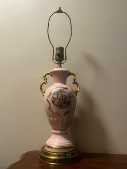 vintage pink porcelain Victorian-style urn table lamp Needs Rewiring