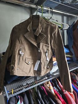 Tan Suede Moto Jacket with Tags