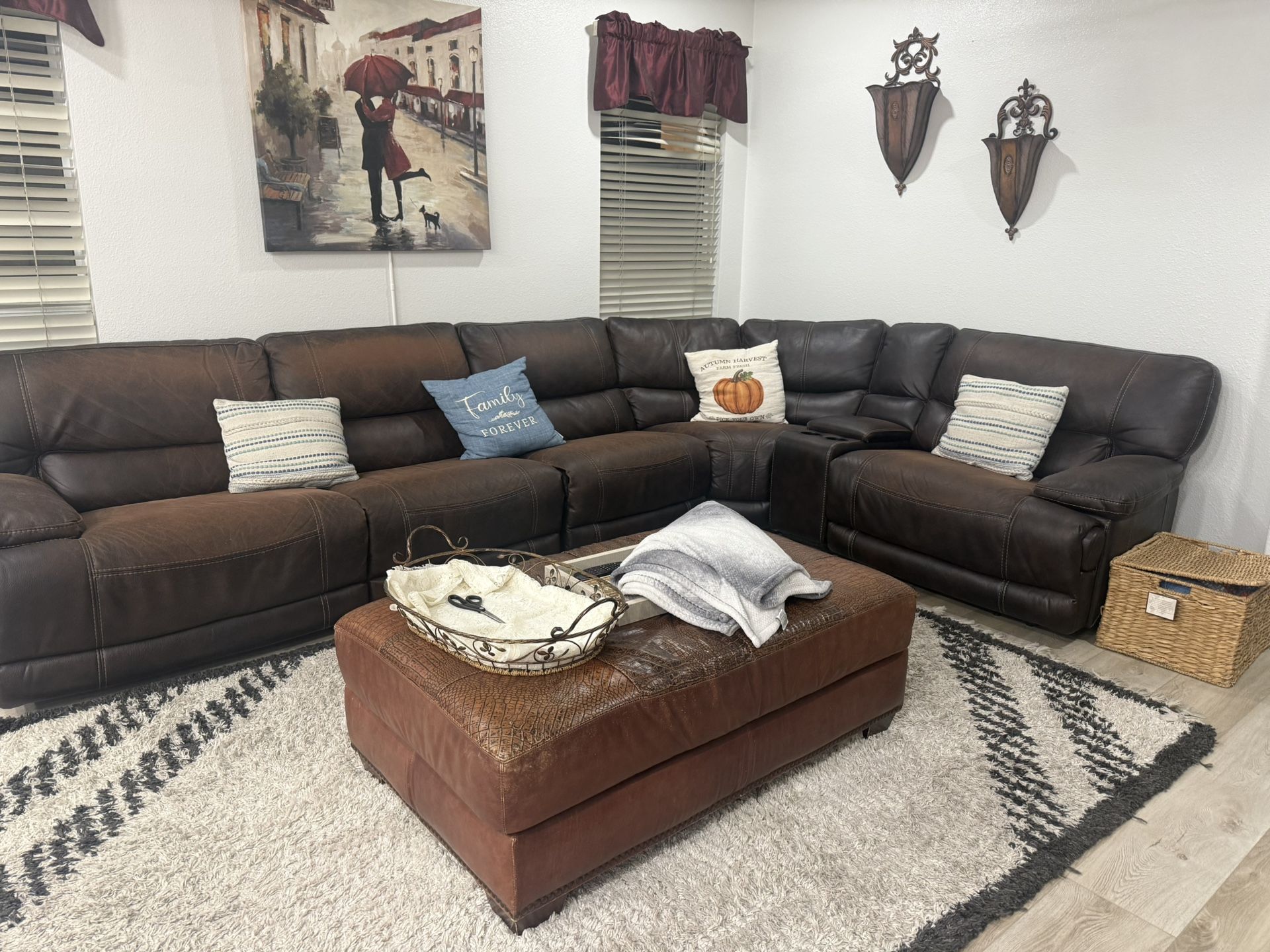 Sectional Three Piece Sofa With Coffee Table