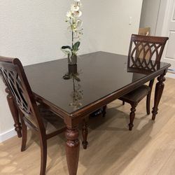 3x5 Wooden Table Plus Four Matching Chairs. 