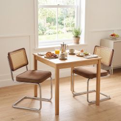 Homy Casa Marlow Mid Century Modern 2 PCS Dining Chairs Upholstered Rattan Kitchen Chairs Open Box