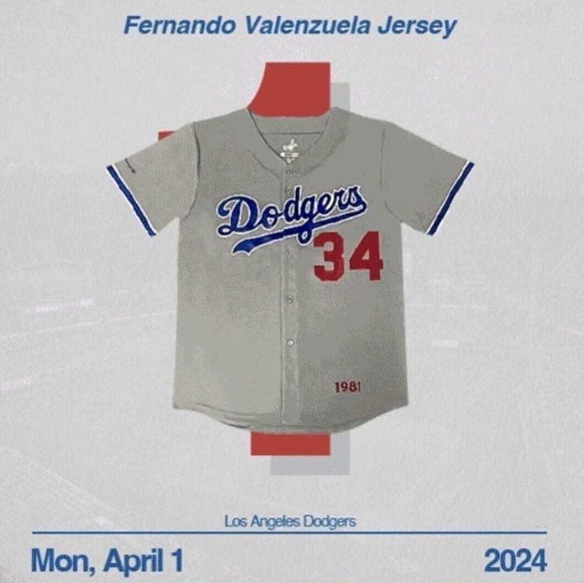 LA Dodgers Fernando valenzuela jersey Size M
