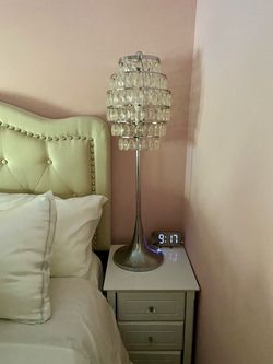 Glam Chandelier Crystal Lamp, bulb included