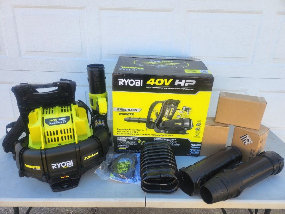 Ryobi 40V HP Backpack Blower with 2 Batteries & Charger -BRAND NEW