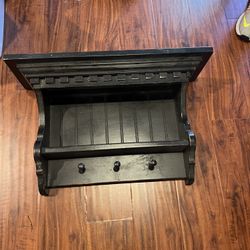 Wooden Shelf With Hanger Hooks