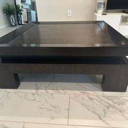 4x4 Ft Wood Center Table – Dark Mahogany 