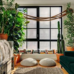 Designer Knitted Poufs Ottomans Ecru Handmade