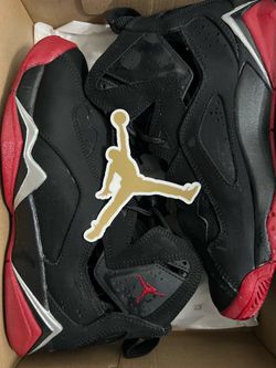 Jordan True Flight BG (GS) Kids 4.5Y Black/Red Leather Mid Top 343795