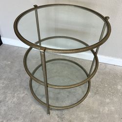 Modern Brass & Glass End Table Set