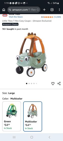 Little Tikes T-Rex Cozy Coupe $50
