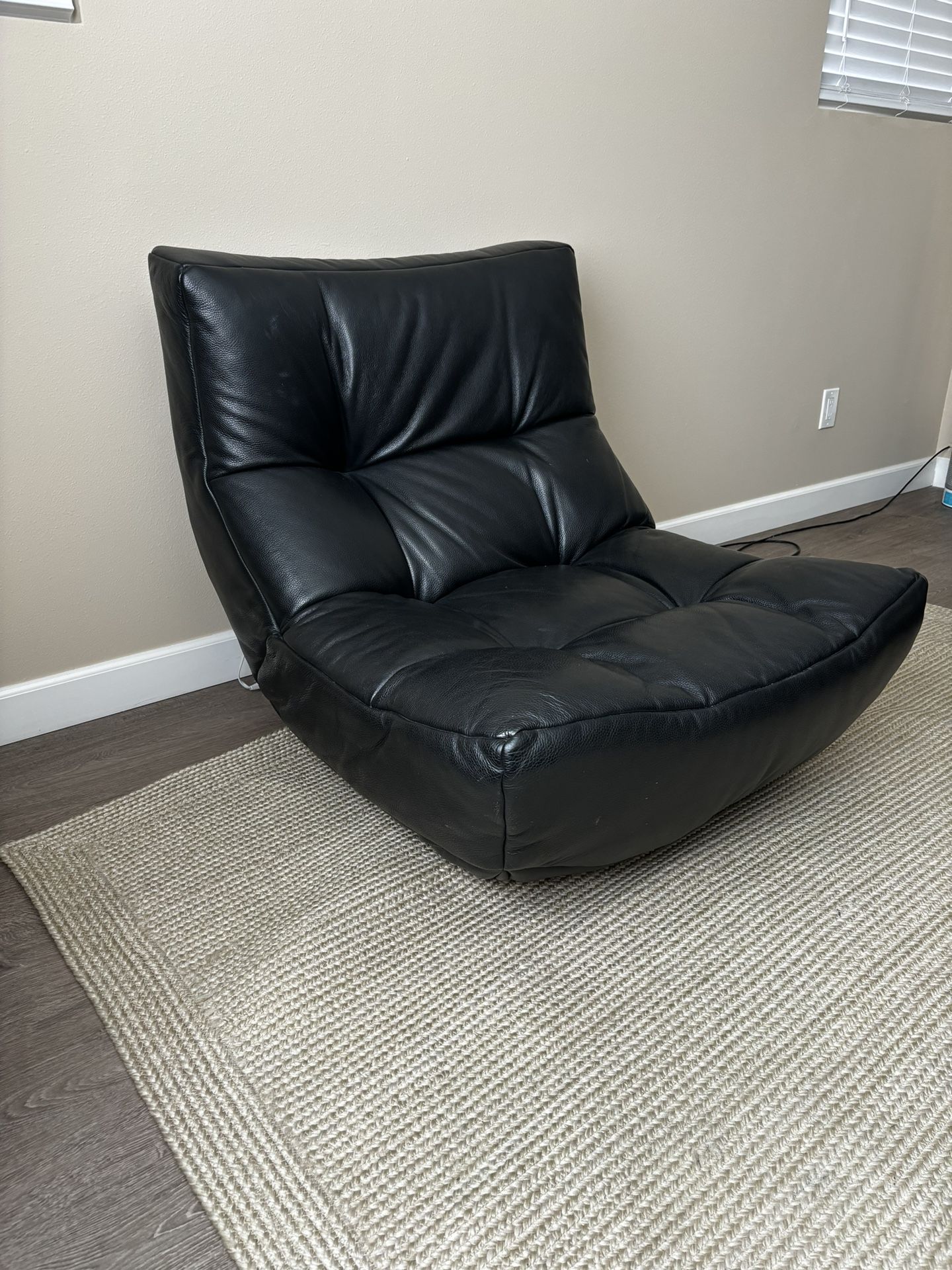 Mid Century Modern Leather Chairs With Ottoman Made in Italy