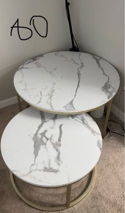 Marble-Top Nesting Coffee Table Set