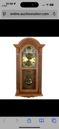 Bedford Clock Collection Honey Oak Chiming Pendulum Wall Clock -