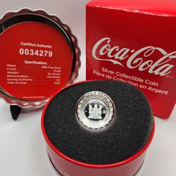 2018 Fiji Coca-Cola COKE 6g 1$ Silver Proof Coin Bottle Cap W/Tin/COA And Box