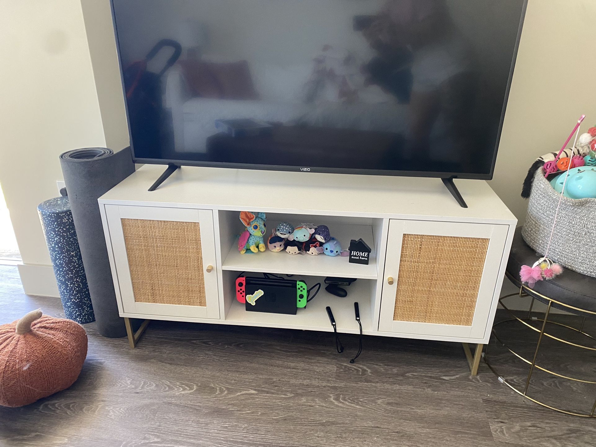 Mina White/Gold TV Stand Entertainment Cabinet