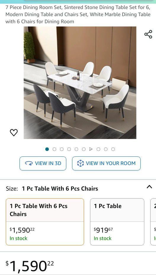 Modern  Marbal    Kitchen Table With 6pcs  Chairs New.