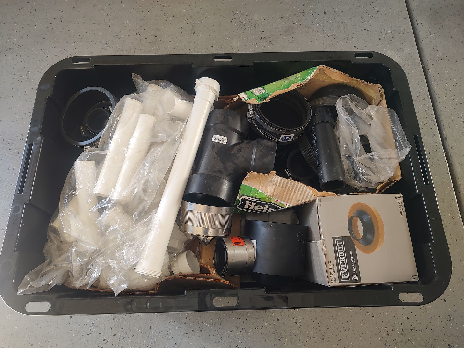 Box of Plumbing parts! Angle stops, flex lines, wax rings + more! New!