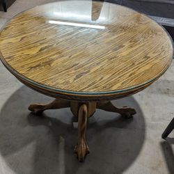 Real wood dining Table W Glass