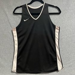Nike Dri-FIT Womens Black White V-Neck Racerback Athletic Tank Top Size S