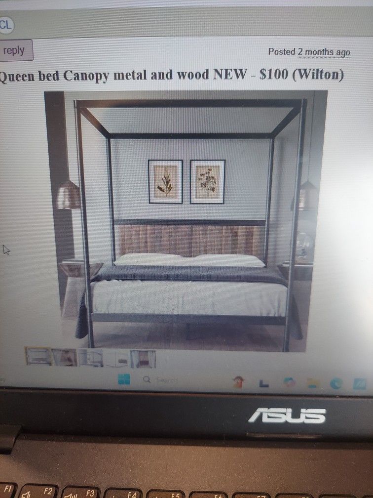 Queen Bed Metal And Wood NEW used For Staging Only